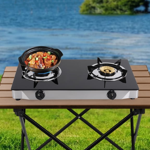 28.35*14.96*3.15in Multifunctional Portable Auto Ignition LPG Stove Countertop Gas Stove with Long Hose