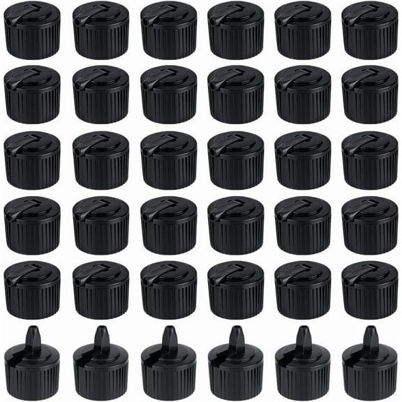 28/410 Flip Top Dispensing Cap - Black Replacement for DIY Shampoo Moisturizer Squeeze Bottles - 36pcs Reusable Plastic Caps Inner Diameter 28mm