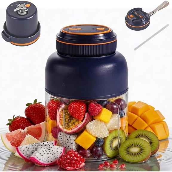 28/45 Oz Wireless Juicer Cup, 180W Portable Wireless Juicer Cup with 38-Blades, Personal Blender for Shakes and Smoothies, Large Smoothie Maker with Travel Lid & Straw, USB Rechargeable (Blue-28 Oz)