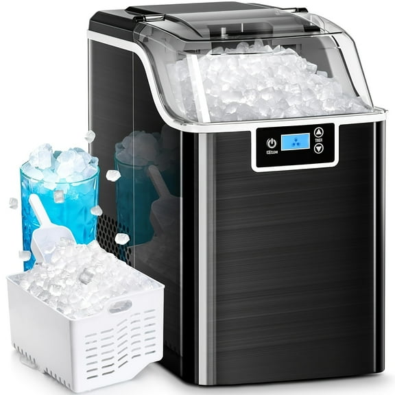 28/45Lbs/Day Countertop Ice Maker - 9 Bullet/Pebble Ice in 6 Mins Self-Cleaning Stainless Steel Ice Machine