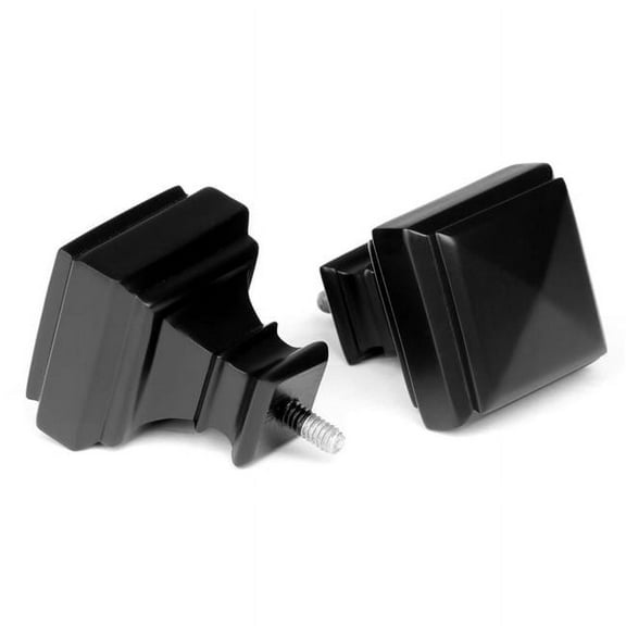 28-48 in. Adjustable Curtain Rod with Square Finials - Black