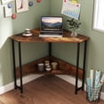 thumbnail image 1 of 28.5" Corner Computer Desk with Charging Station & Open Shelf, Triangle Laptop PC Work Table, Small Home office Desk,Rustic Brown, 1 of 9