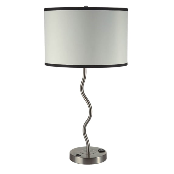 28.5" Wave Table Lamp with Convenient Outlet and Adjustable Bulb Socket