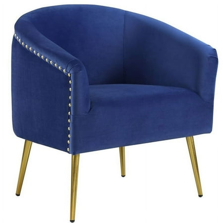 28.5'' Wide Modern Style Rivet Trimming Velvet Barrel Accent Chair-Blue