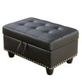 thumbnail image 1 of 28.5 in. W Black Faux Leather Rectangle Ottoman with Storage and Nails, 1 of 6