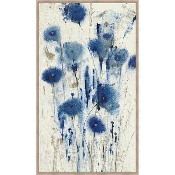 28.5 x 16.5 in. Blue Impressions I, Framed Textured Fine Art Print - Black