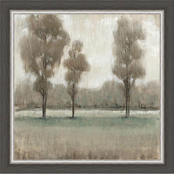 28.5 x 28.5 in. Shimmering Trees II, Framed Textured Fine Art Print - Grey & Silver