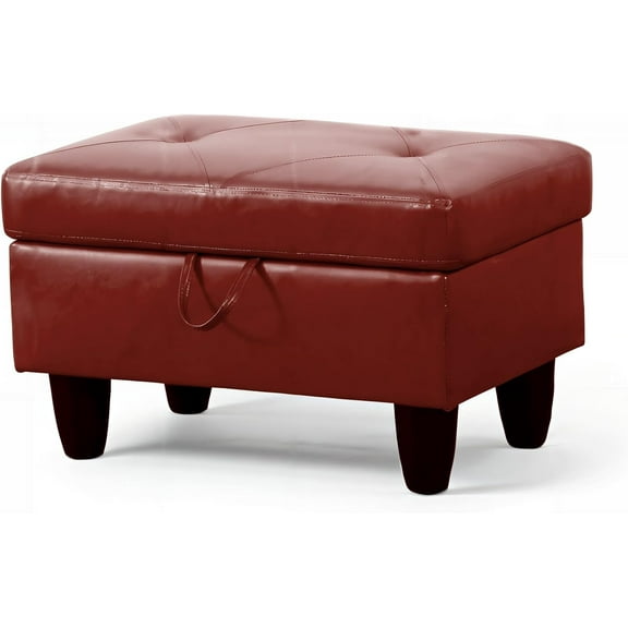 28.5"x19"x17.5" Faux Leather Storage Ottoman Bench Footrest with Hinged Lid for Living Room, Bedroom, Entryway