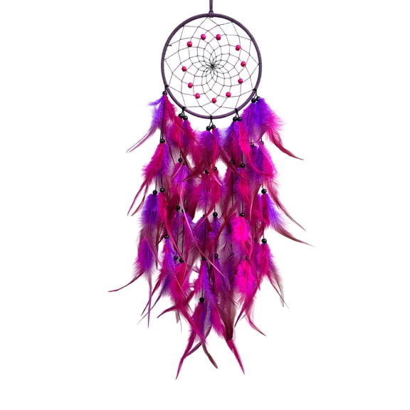 28.7 Inch Bohemia Feathers Dream Catcher Traditional Circular Net for Window Hanging Handmade Elegant Wall Art Decoration Ornament for Bedroom Wedding Party Biorthday Gift Valentine's Day(Purple)