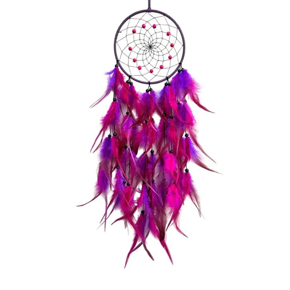 28.7 Inch Bohemia Feathers Dream Catcher Traditional Circular Net for Window Hanging Handmade Elegant Wall Art Decoration Ornament for Bedroom Wedding Party Biorthday Gift Valentine's Day(Purple)