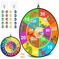 thumbnail image 1 of 28.7" Kids Dart Board, Dinosaur Theme Double-Sided Dartboard Set with 20 Sticky Balls, Indoor Outdoor Games Toys for Boys Girls, 1 of 9