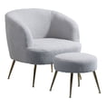 thumbnail image 1 of 28.75'' Wide Modern Wool Accent Armchair With Ottoman & Gold Leg-Light Gray, 1 of 7