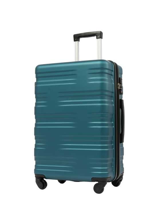 28" ABS Concise Luggage, Upright Spinner Hardside Expandable  Luggage, Durable Luggage with TSA Lock and Multi-directional Spinner Wheels, for Going Out and Traveling, Antique blue green