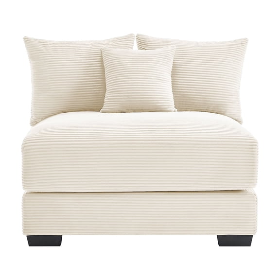 28 Armless Sofa W/Pillows Corduroy- Cream
