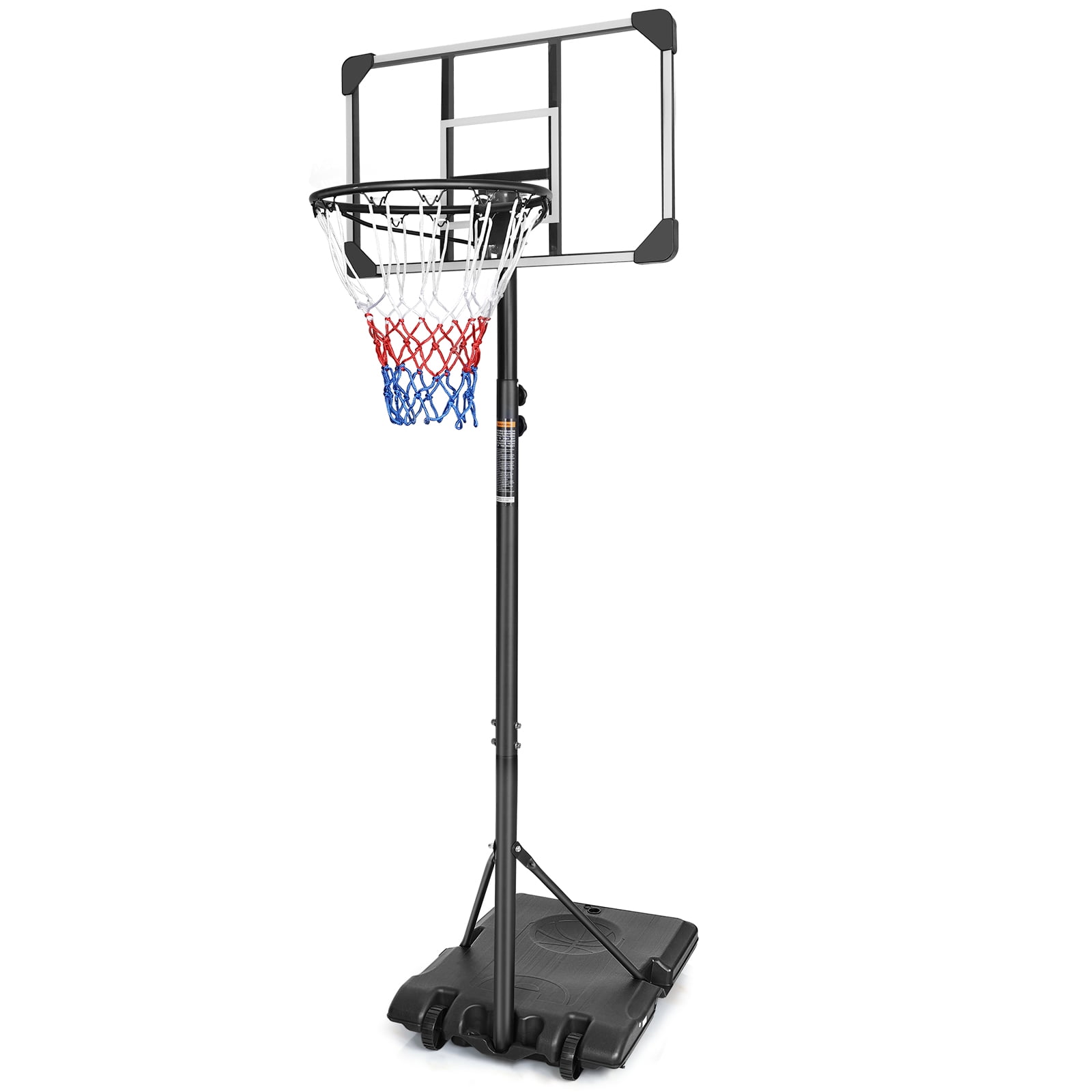 28" Backboard Portable Basketball Hoop, 5.6-7ft Height Adjustable Basketball Goal with Fillable Base & Wheels, Indoor Outdoor Sports Hoop for Teens & Youth