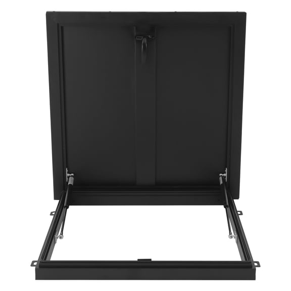 28" Black Aluminum Roof Hatch - Square Access Door with Hydraulic Rod, 23.6" Opening