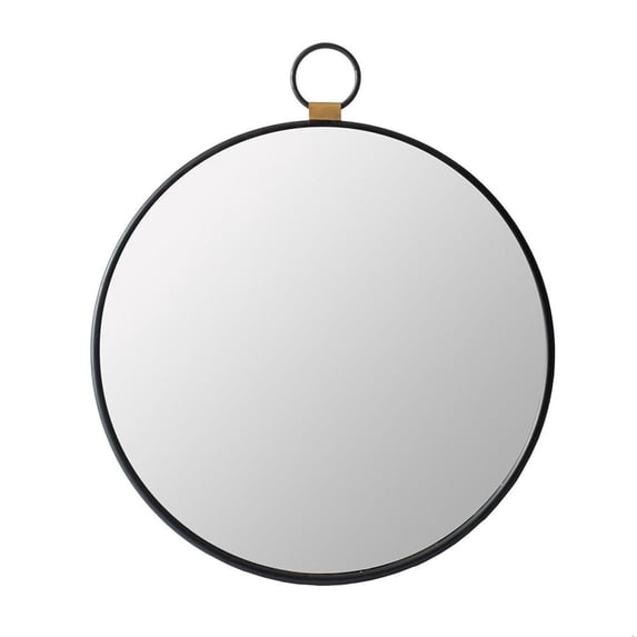 HomeRoots 485021 28 in. Black Round Iron Framed Accent Mirror
