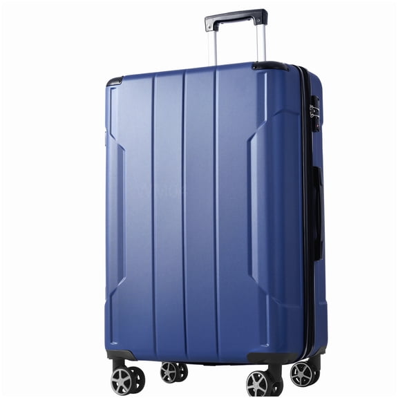 28" Blue Expandable Check-in Suitcase, Durable ABS Hardshell Luggage with TSA Lock & 8 Wheels