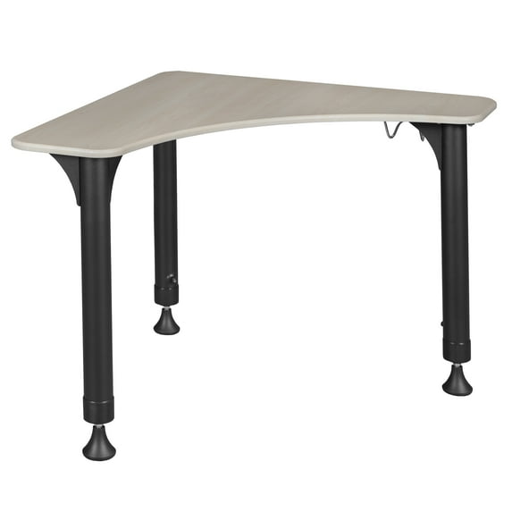 28" Boomerang Height Adjustable School Desk with Book Storage & Backpack Hook - Maple