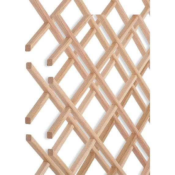 28-Bottle Trimmable Wine Rack Lattice Panel Inserts in Unfinished Solid North American Red Oak