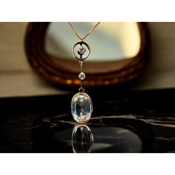 28 Carat Natural Oval Cut Aquamarine Gold Plated Jewelry Sterling Silver Pendant Necklace Diwali Gift For Beloved