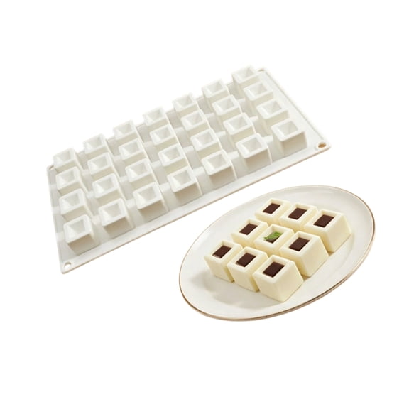 28 Cavity Molds Soap Making Molds Square Shape Flexible Bakeware Heat Resistant Silicone Texture Suitable for Dessert