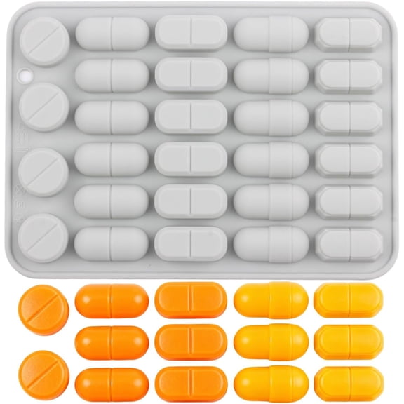 28 Cavity Pill Silicone Candy Molds Tablet Capsule Chocolate Mold For Gummy Candy Chocolate Cake Decoration