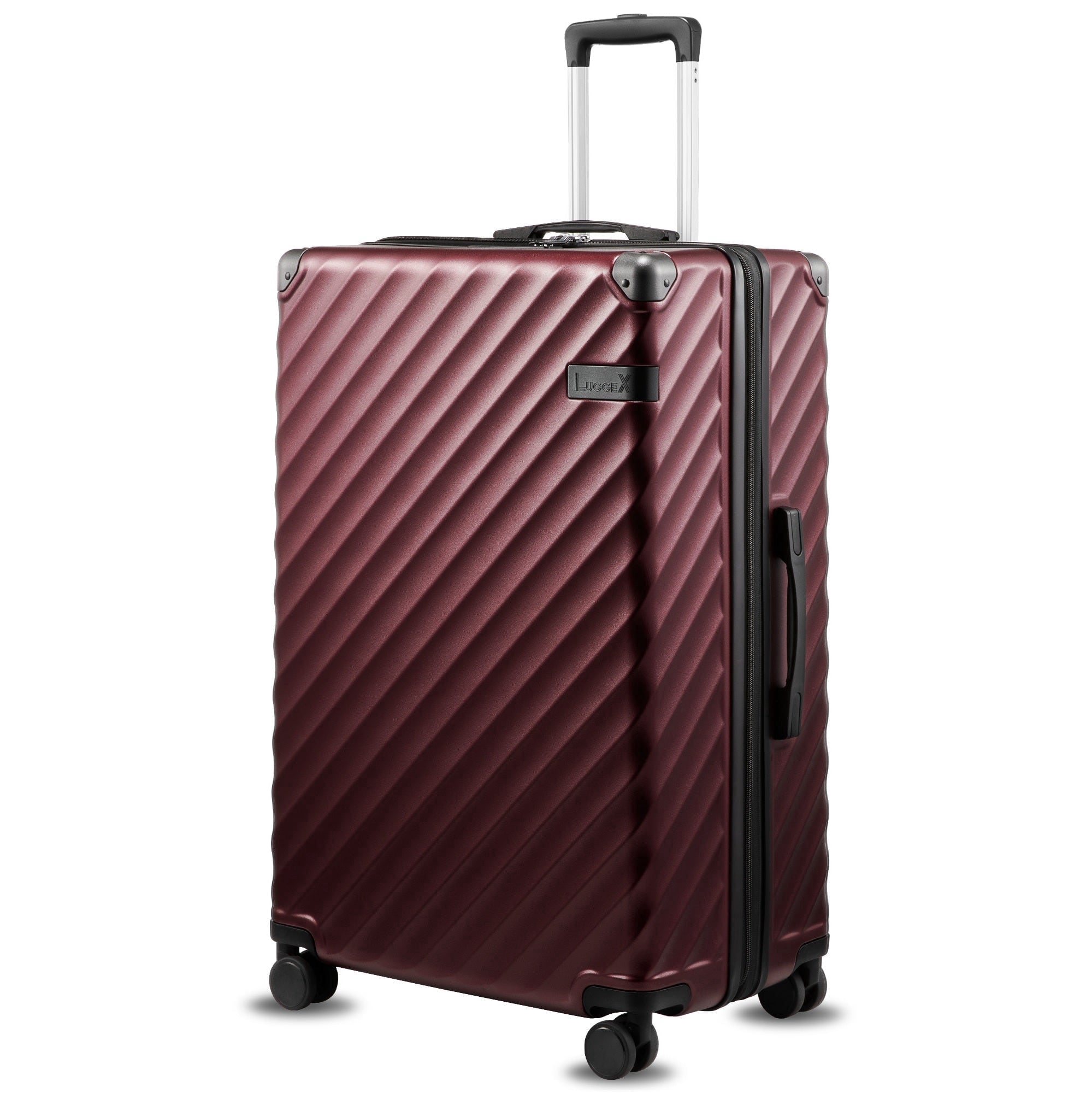 28" Checked Large Expandable Hardside Spinner Suitcase with TSA Lock,Cherry