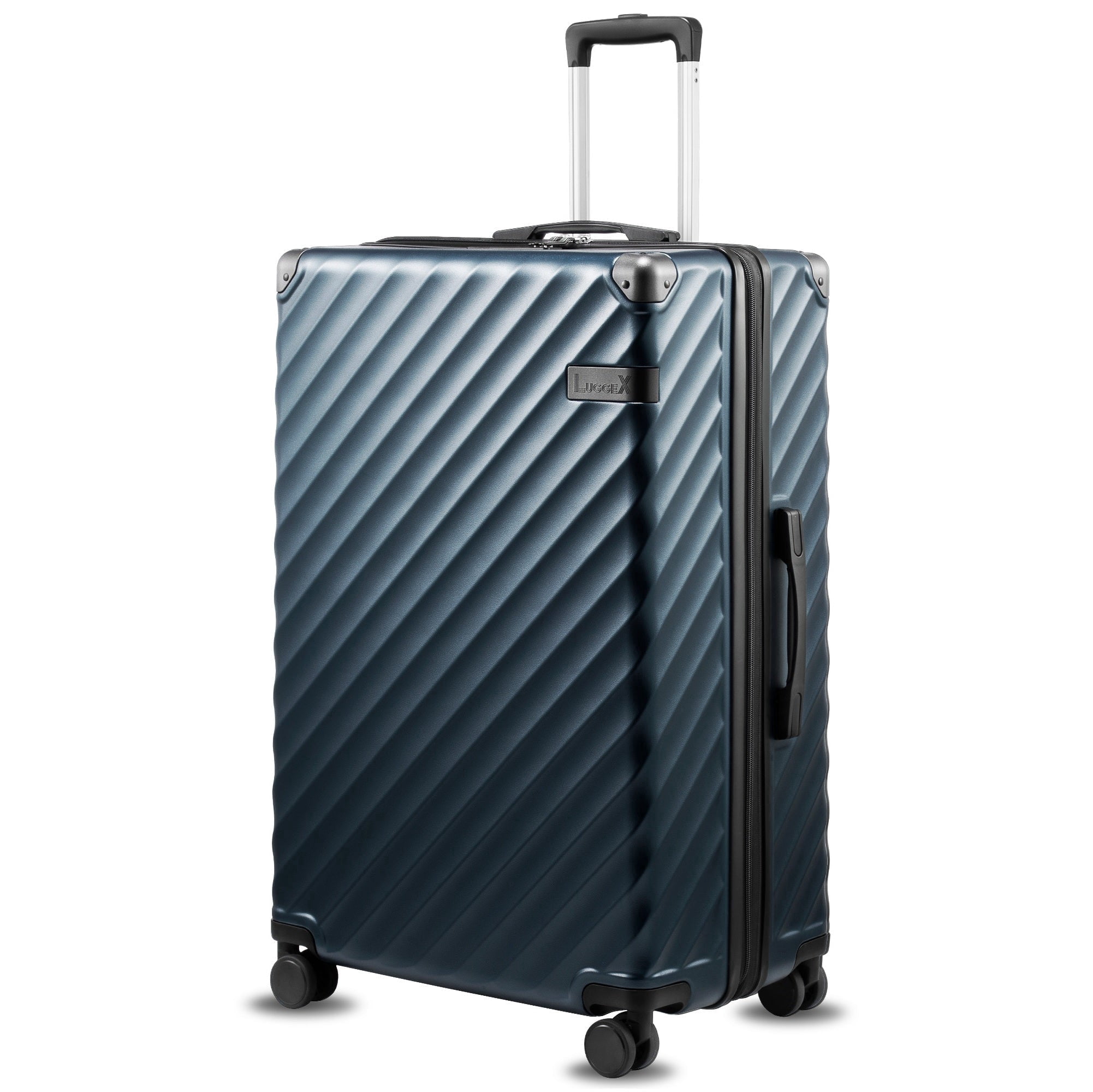 28" Checked Large Expandable Hardside Spinner Suitcase with TSA Lock,Navy
