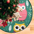 28" Christmas Tree Stand Mat Under Tree Protect Floor Waterproof Owls and Plant