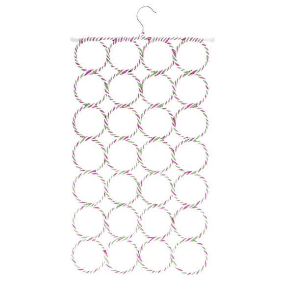 28-Circle Scarf Hanger Rack, Space-Saving Closet Organizer for Scarves, Shawls, Belts, Ties, and Accessories, Durable Rattan Paper Multi-Tier Hanger, Declutter Your Wardrobe