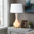 thumbnail image 1 of 28" Coastal Seashell Bulbous Table Lamp With Night Light,Mother Of Pearl Table Lamp With Antique Bronze Base And Beige Linen Shade,4-Way Rotary Switch,Alabaster Desk Lamp(Bulb Not Included), 1 of 12