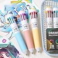 thumbnail image 1 of 28-Color Ballpoint Pen Set with Soft Grip, 0.8mm Tip for Writing, Drawing, and Color-Coding, Includes 3 Multi-Color Pens, 1 of 6