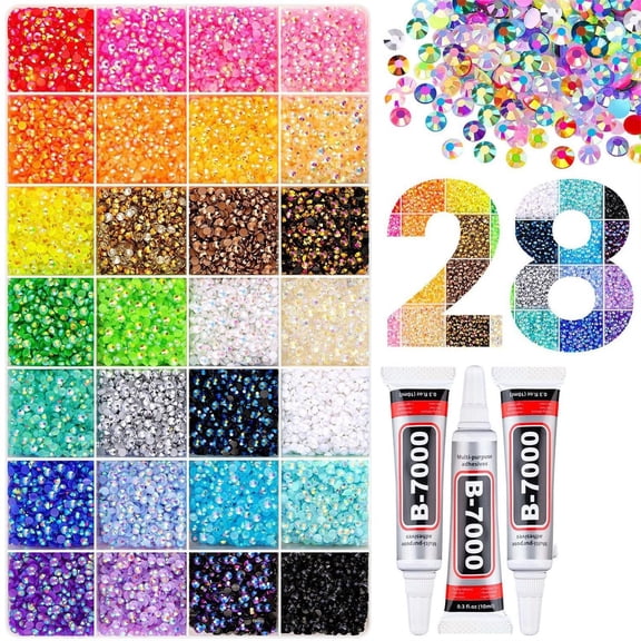 28 Color Resin Jelly Rhinestones for Bedazzling – Bedazzling Gems & Rhinestones for Bedazzling, Bedazzled Gems, Nail Rhinestones, Bedazzling Kit for All Crafts