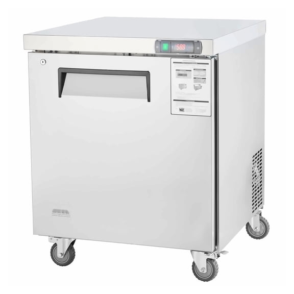 28" Commercial Frozen Refrigerator Prep Table, 7.4 Cu.Ft Stainless Steel Sandwich Salad Station, Restaurant Freezer w/ Lock