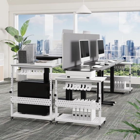 28" Computer Tower Stand, Adjustable Under Desk PC Cart, Mobile Rolling CPU Holder, Perfect for Office,Laptop Desk.