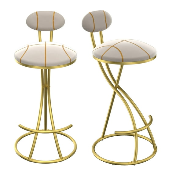 28" Counter Height Bar Stools Set of 2, Modern Velvet Barstools with Golden S-shaped Frame, Upholstered Kitchen Island Chairs with Footrest, Gold