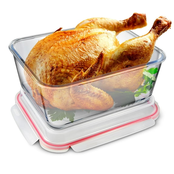 28 Cup Extra Large Glass Storage Container with Lid (220 Ounces), Oven Safe Large Glass Container with Handle, Large Glass Food Storage Container with Airtight Locking Lid with Handle, Freezer Safe