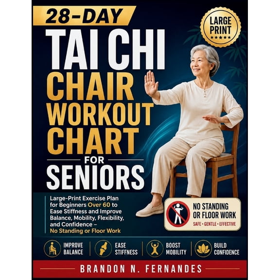 28-Day Tai Chi Chair Workout Chart for Seniors: Large-Print Exercise Plan for Beginners Over 60 to Ease Stiffness and Im, (Paperback)