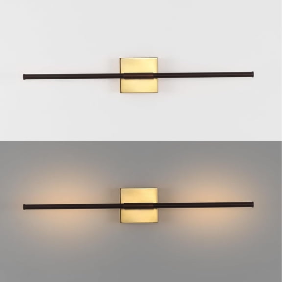 28" Dimmable Integrated LED Modern Metal Wall Sconce Minimalist, Modern, Contemporary, Living Room, Dining Room, Bedroom, Bathroom, Oil Rubbed Bronze/Brass Gold