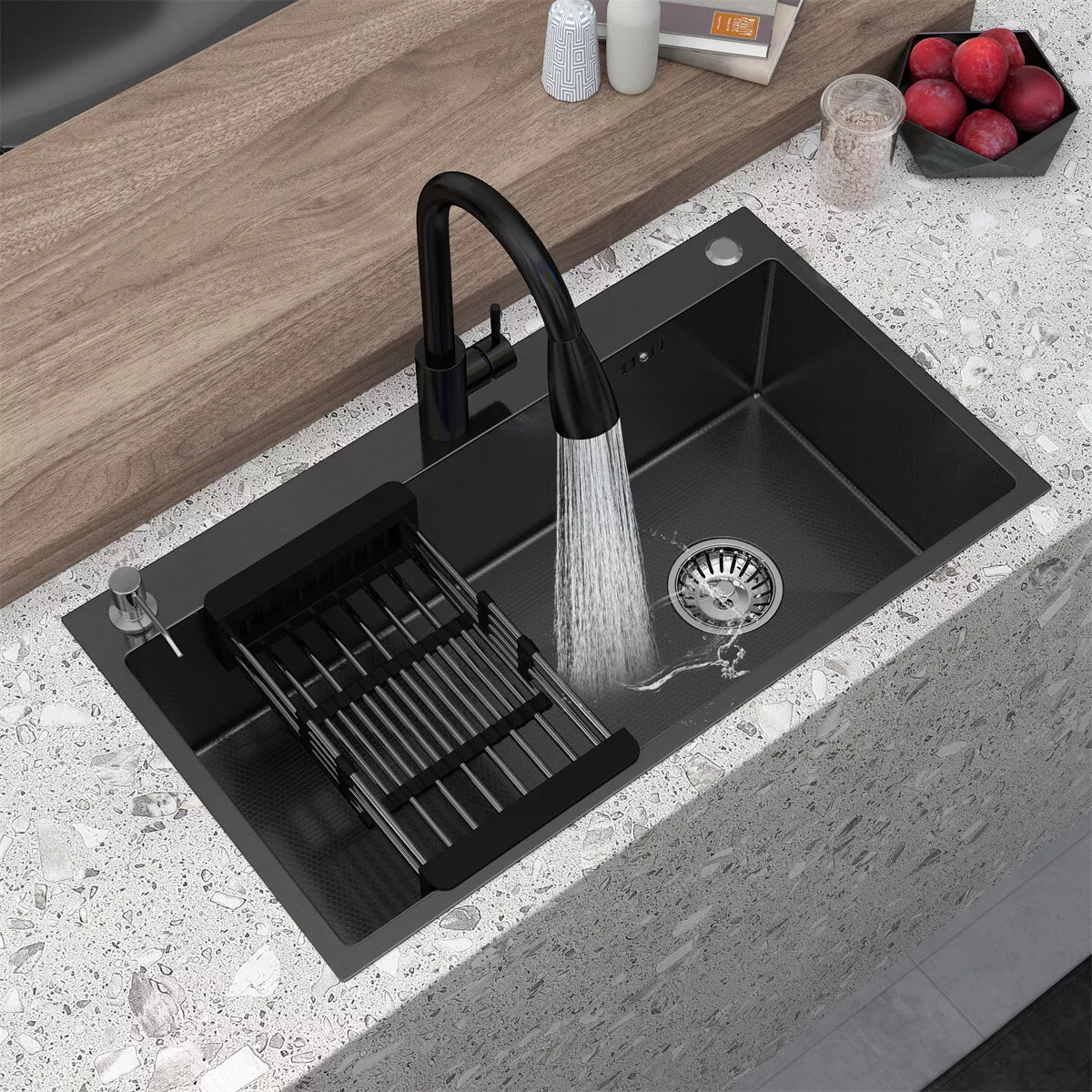 lemontalking 28" Drop In Kitchen Sink Stainless Steel Single Bowl Top Mount Black