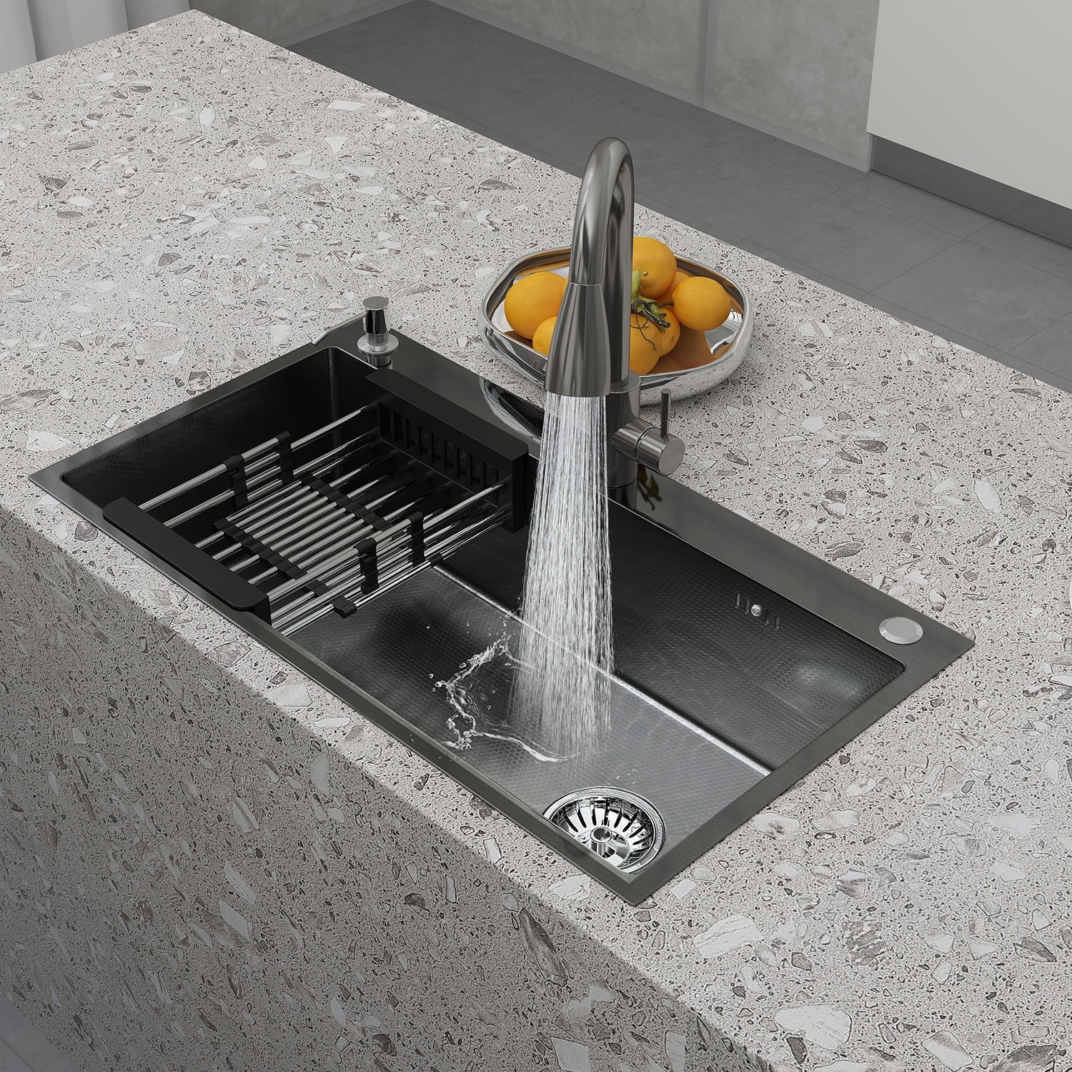 lemontalking 28" Drop In Kitchen Sink Stainless Steel Single Bowl Top Mount Black