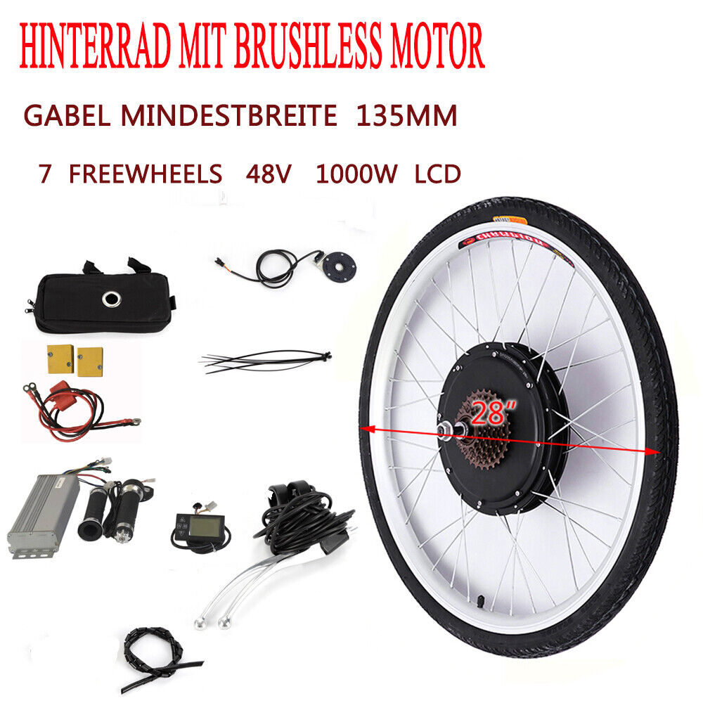 Electric Bicycle Conversion Kit 1000w 28" Rear Wheel E Bike Motor Kit 48V SALE