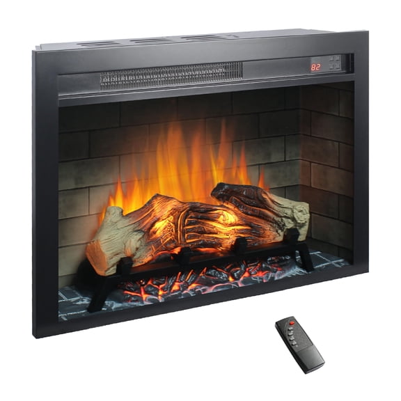 28" Electric Fireplace Insert, Fireplace Heater with Adjustable 8 Flame Colors/Thermostat, Remote, Recessed Fireplace with Overheating Protection, Low Noise,Digital Display,1400W Electric Fireplace