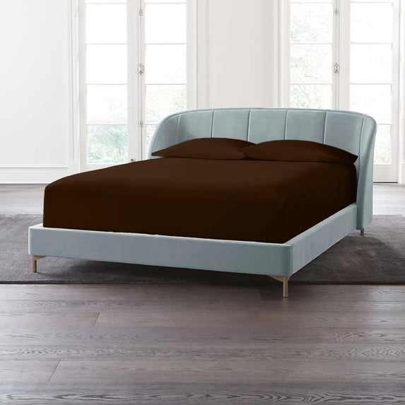 28" Extra Deep Pockets - 34" Split Head King Fitted Sheet with 2 Pillowcases (3-PC) Set for Adjustable Bed - 700-Thread-Count 100% Egyptian Cotton - Chocolate