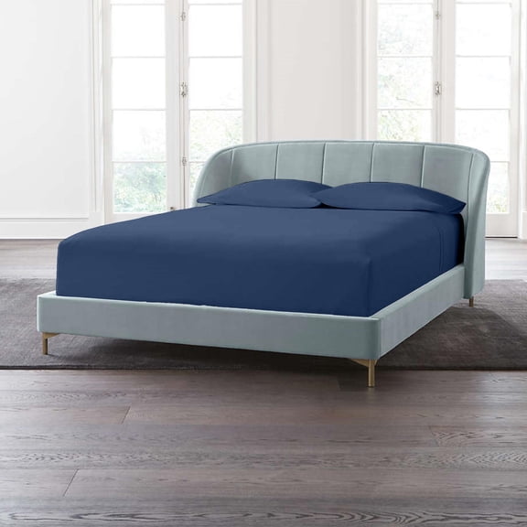 28" Extra Deep Pockets - Queen-XL Fitted Sheet with 2 Pillowcases (3-PC) Set - 700-Thread-Count 100% Egyptian Cotton - Mediterranean Blue