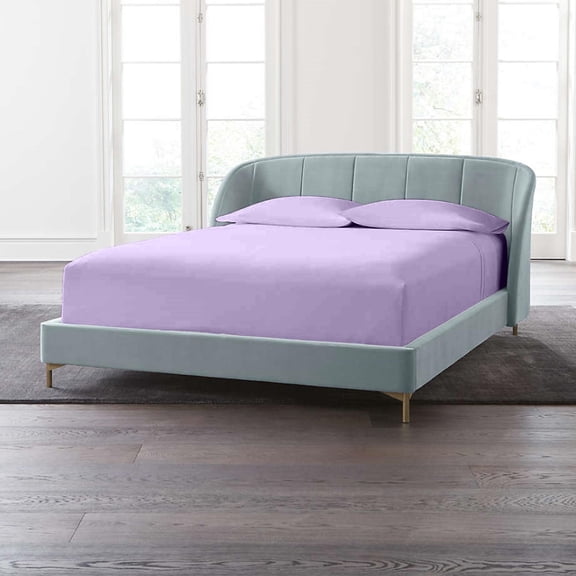 28" Extra Deep Pockets - Short King Fitted Sheet with 2 Pillowcases (3-PC) Set - 700-Thread-Count 100% Egyptian Cotton - Lilac