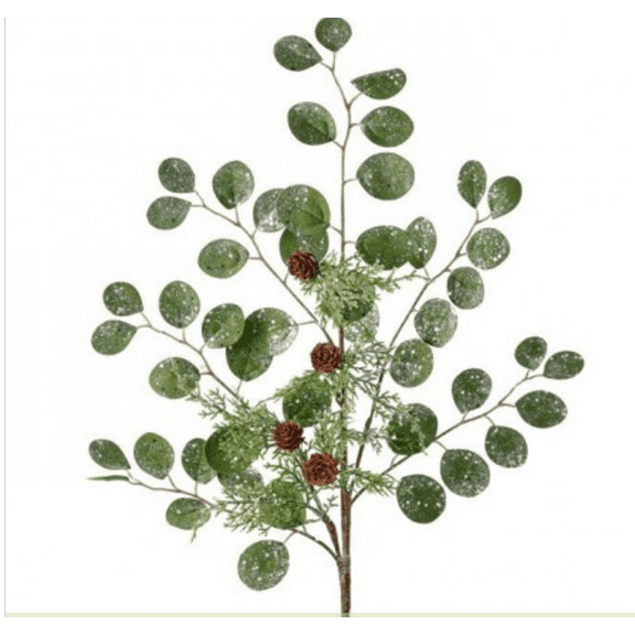 28" FROSTED EUCALYPTUS/CEDAR SPRAY