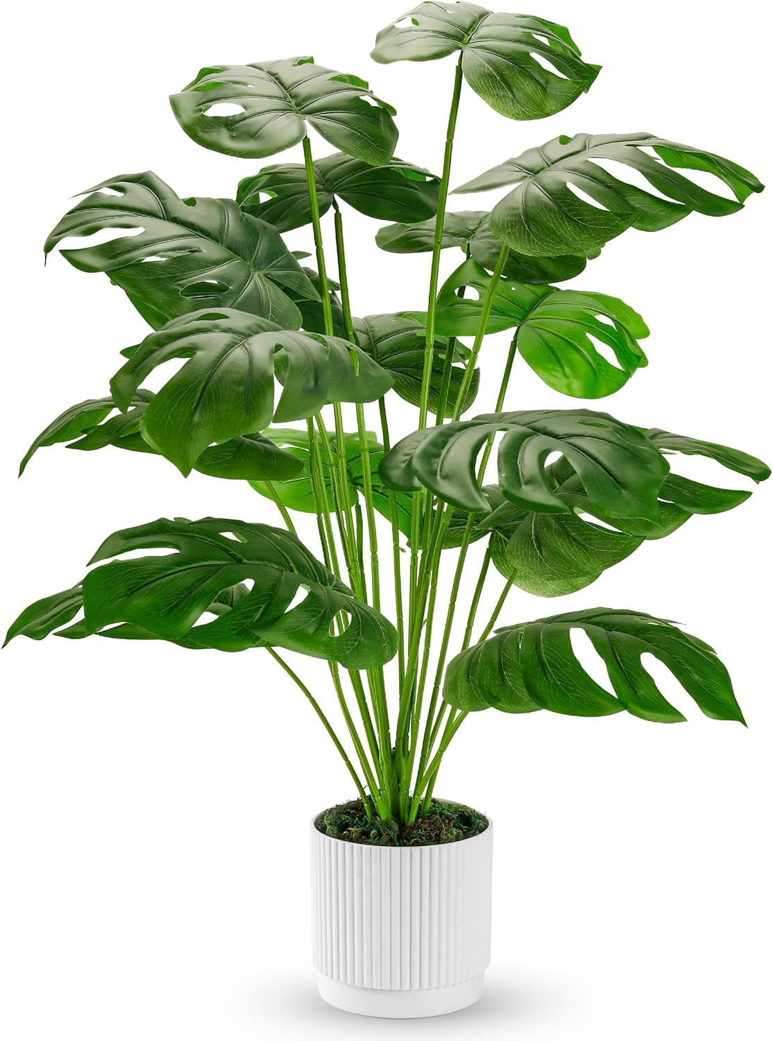 28" Fake Plants Large Artificial Monstera Faux Potted Plants Indoor Tall for Outdoor Living Room House Floor Front Porch Tree Decor