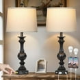 thumbnail image 1 of 28" Farmhouse Table Lamps Set of 2, Retro Lamps for Living Room with USB C+A Ports & AC Outlet, 3 Way Touch Control Resin Bedside Lamp, Rustic Bedroom Lamp for Nightstand Side End Table Desk, Black, 1 of 15